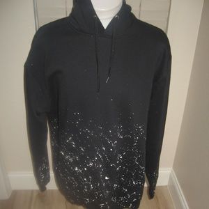 Mens Black Paint Splatter Hoodie - XL